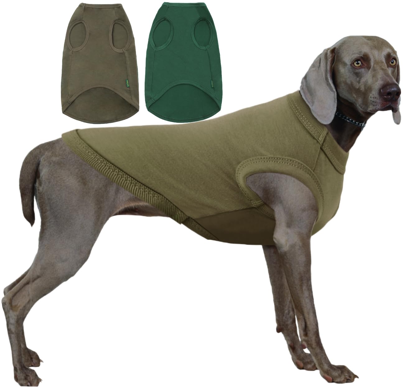 Sychien Dog Blank Cotton Shirts,Plain Dogs Large Clothes,Male Female Pet Costumes,Army & Deep Green XXL