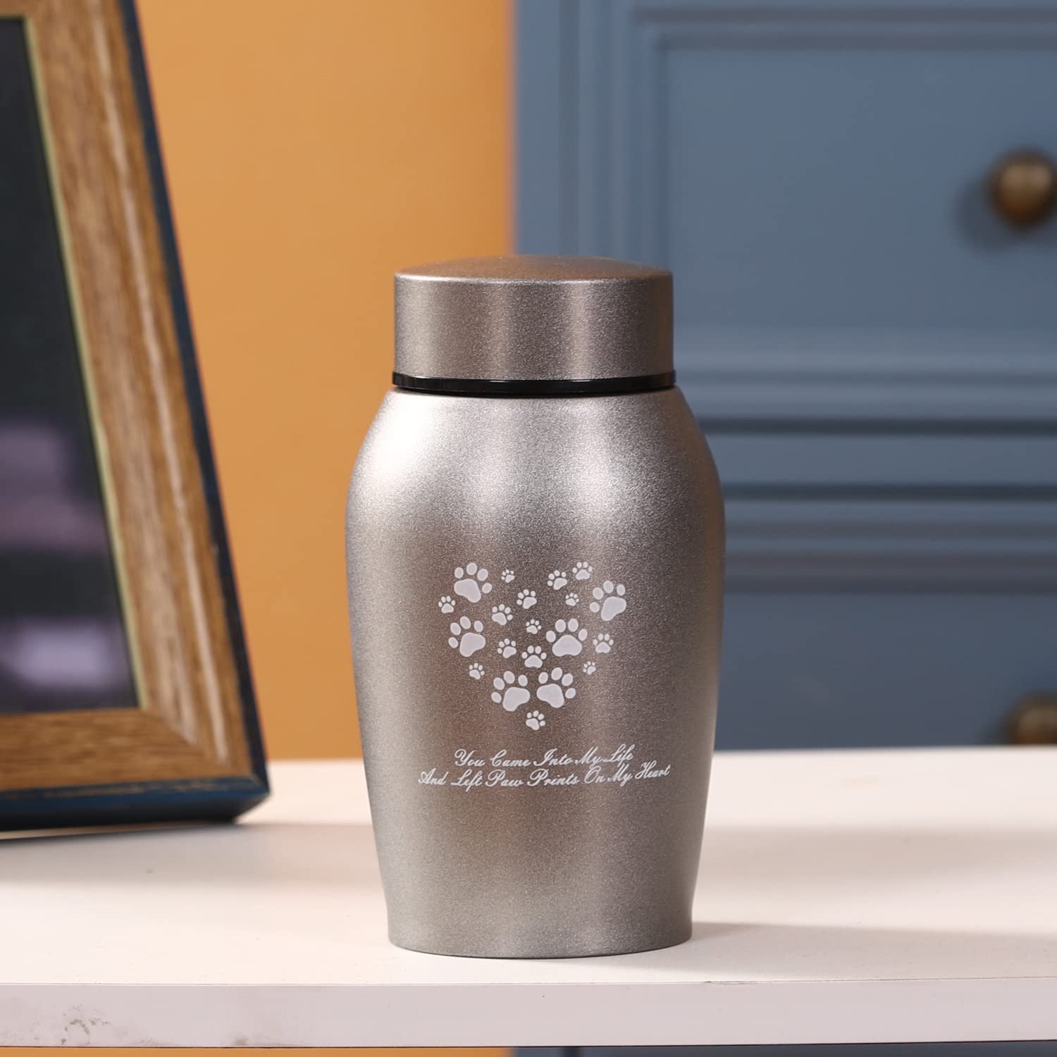 Youdear Memorials Stainless Steel Pet Urns,Premium Urns For Dog And Cat Ashes,Suitable Size Urns For Pet Ashes (Small, Grey)