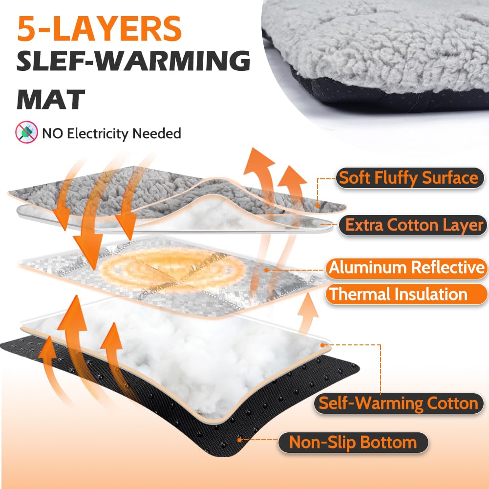 Self Warming Cat Bed Self Heating Cat Dog Mat 24 X 18 Inch Soft & Fluffy Cat Bed Noiseless Thermal Pet Pad For Indoor Outdoor Pe