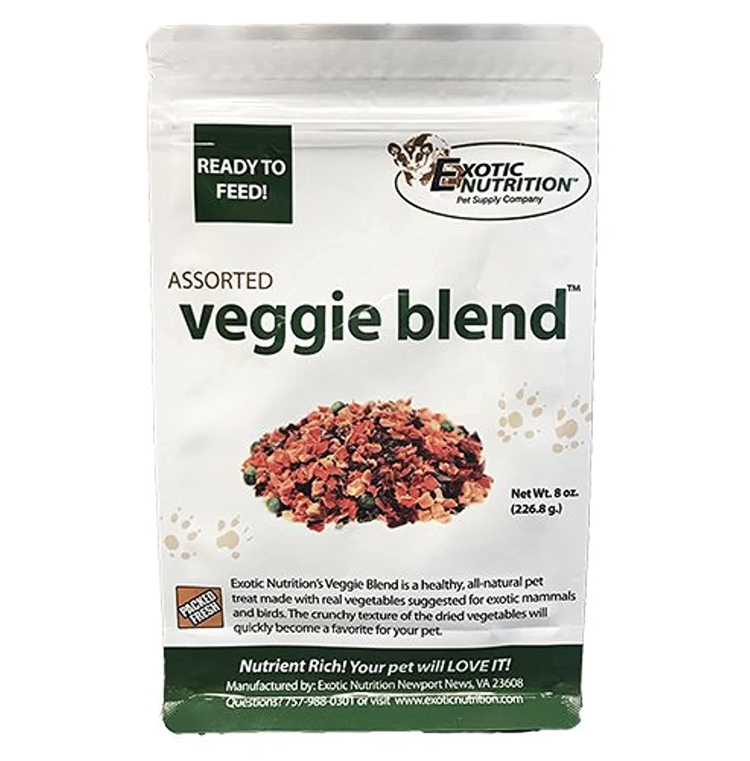 Veggie Blend - Healthy Natural Mixed Dried Vegetable Treat - Sweet Potatoes, Carrots, Peas - for Degus, Chinchillas, Sugar Glide