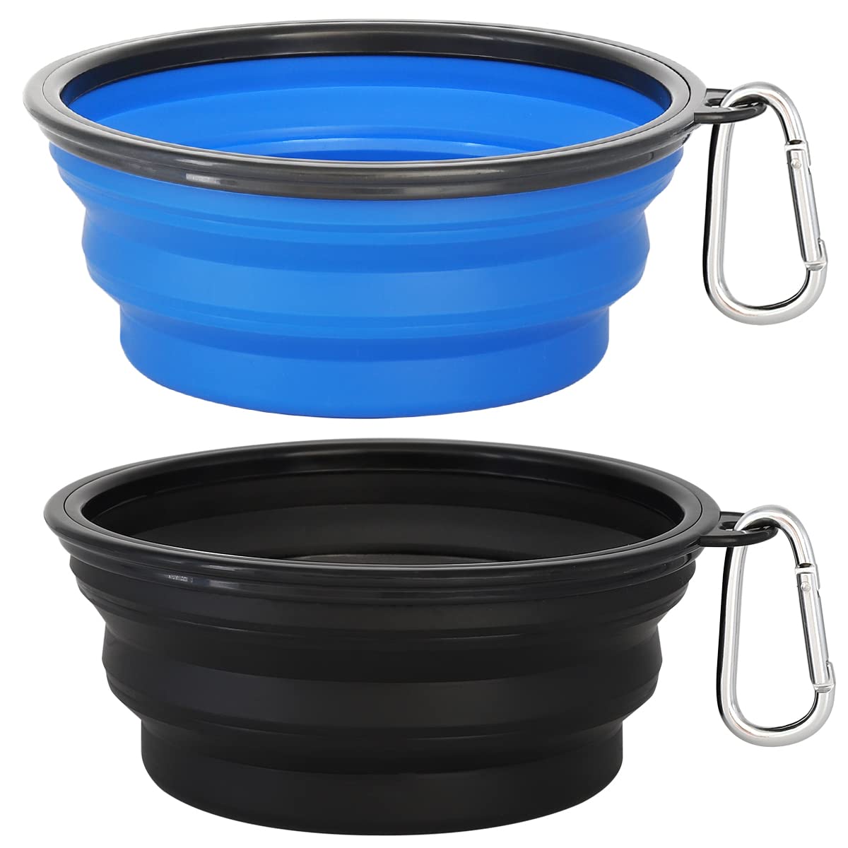 Kytely Large Collapsible Dog Bowls 2 Pack, 34oz Foldable Dog Travel Bowl, Portable Pet Water Food Bowl with Clasp, Pet Cat Feedi