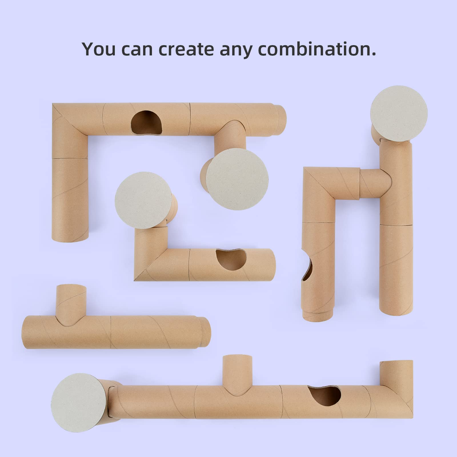 Niteangel Creative & Composable Hamster Tunnel - Diy & Build Unique Tube Burrow As Hideout For Small Sized Animals Like Hamsters Mouse Gerbils Mice (Whole Tunnel Set - Raw)