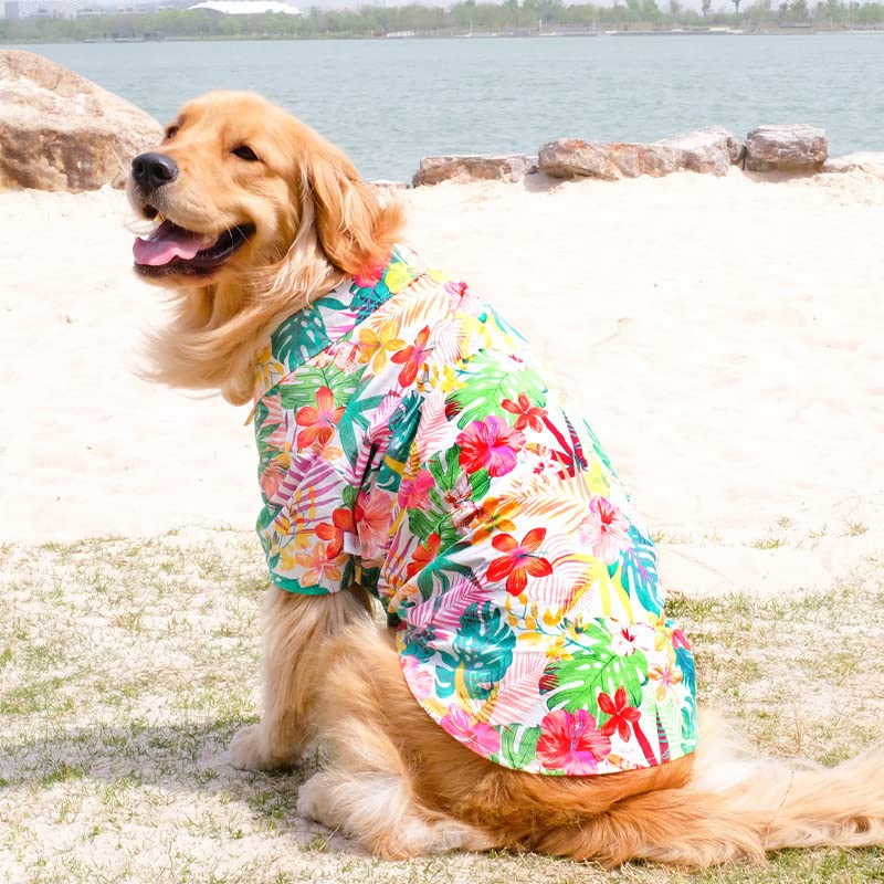 Harikaji Dog Hawaiian Shirt, Summer Pet Clothes Large Dog Cool Costume Beach T-Shirt For Medium Large Dog(Red,3Xl)