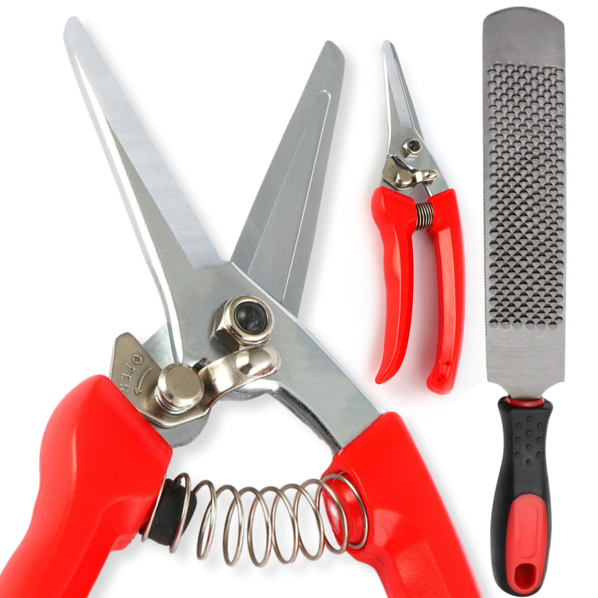 Goat Hoof Trimmers With Mini Hoof Rasp File (8-Inch) - Nail Clippers For Goat Sheep, Alpaca, Lamb, Pig -Hoof Rasp File - Goat Ni
