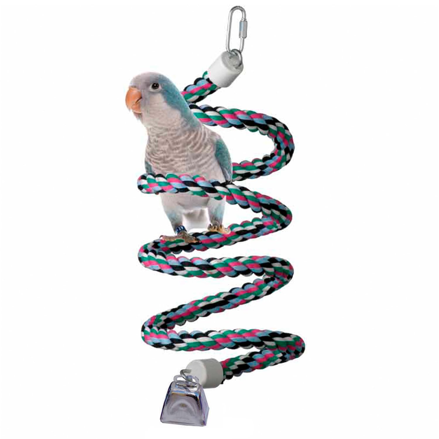 Super Bird Creations Sb324 Colorful Cotton Rope Bungee Bird Toy, Medium Bird Size, 3/4'' Diameter X 66''