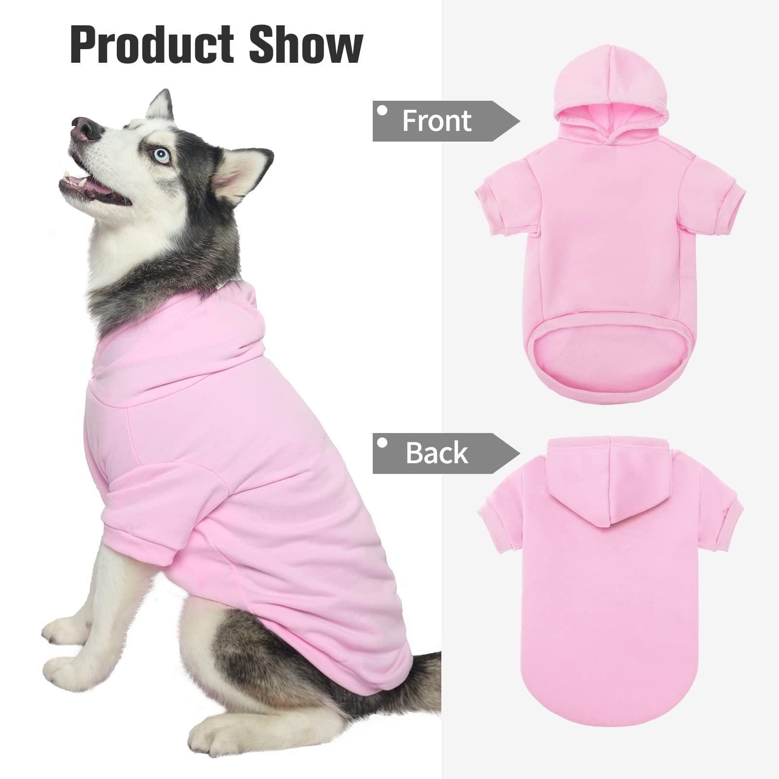 Bingpet Fleece Lined Dog Hoodies Fall Dog Puppy Sweatshirt Soft Warm Sweater Winter Hooded Clothes For Small Medium Large Dogs & Cats (#2 Pink(Plain), Small/Medium (Chest Girth 19'))