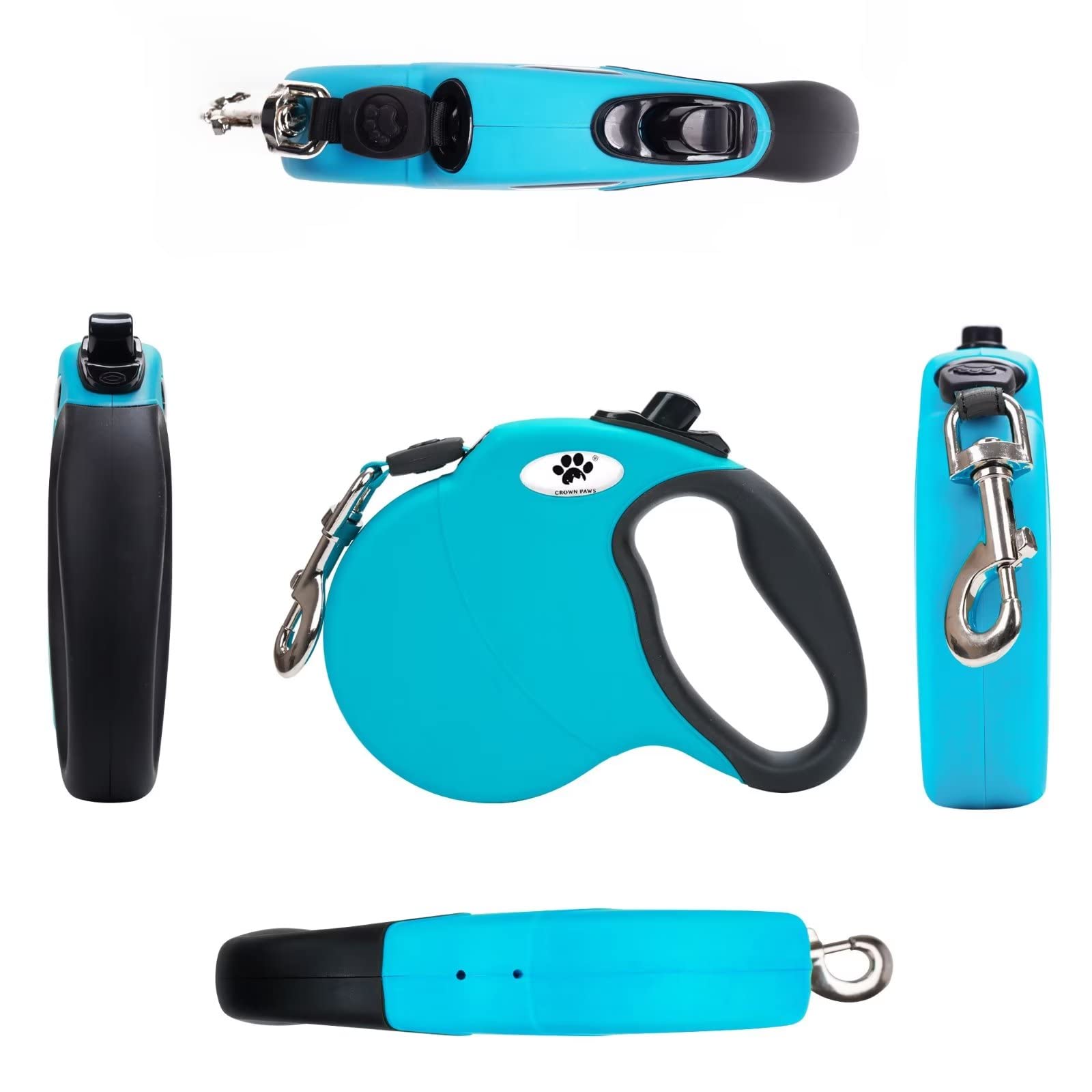 Crown Paws 13 Ft Retractable Dog Leash For Large Dogs Up To 26 Lbs,Tangle-Free Nylon Tape,Blue Dan S