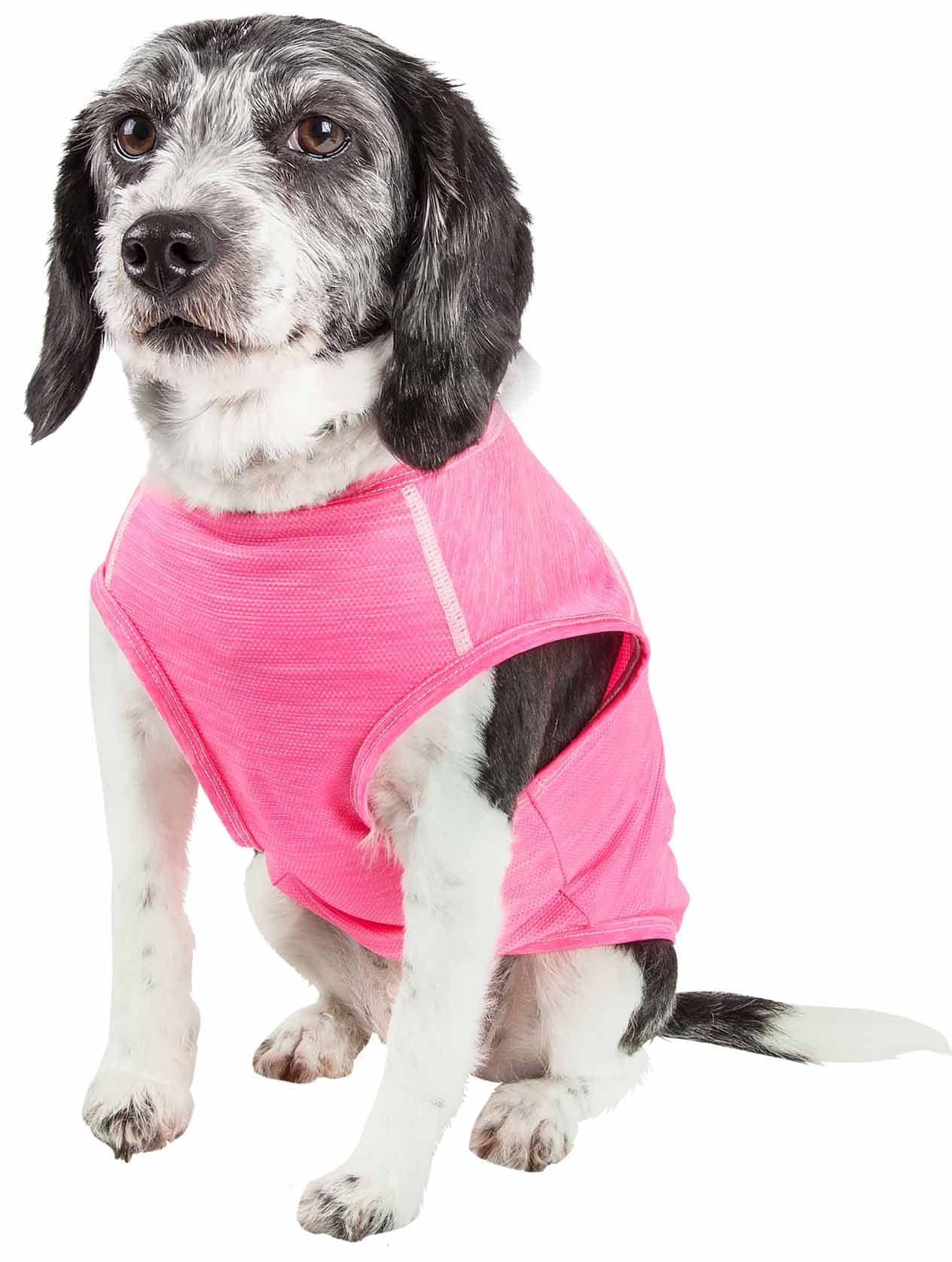 Pet Life Active 'Aero-Pawlse' Heathered Quick-Dry And 4-Way Stretch-Performance Dog Tank Top T-Shirt(D0102H7Luxw.)