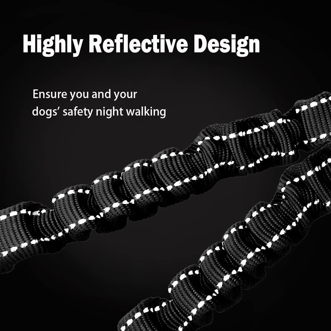 3 Way Dog Leash Coupler Heavy Duty No Pull Multiple Double Tangle Free Trio Nylon Bungee Cord Stretchy Sturdy Pups Lead For Smal