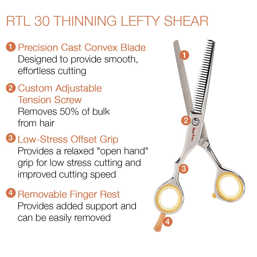 Cricket Centrix Roc-It Dog Rtl 30 Lefty Thinning Shear For Hair Cutting, Texturizing, Removing Bulk, Professional, Left Handed