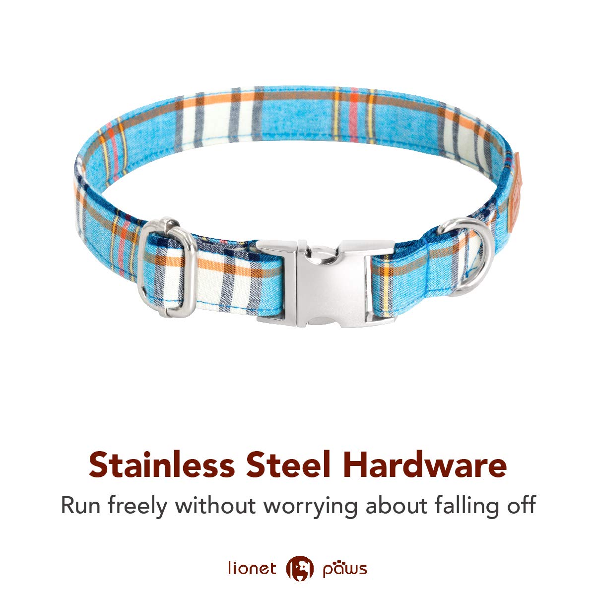Lionet Paws Boy Dog Collar With Bowtie, Comfortable Adjustable Cute Blue Plaid Bow Tie Collar For Male Dogs Gift, Xlarge, Neck 16-26 Inches