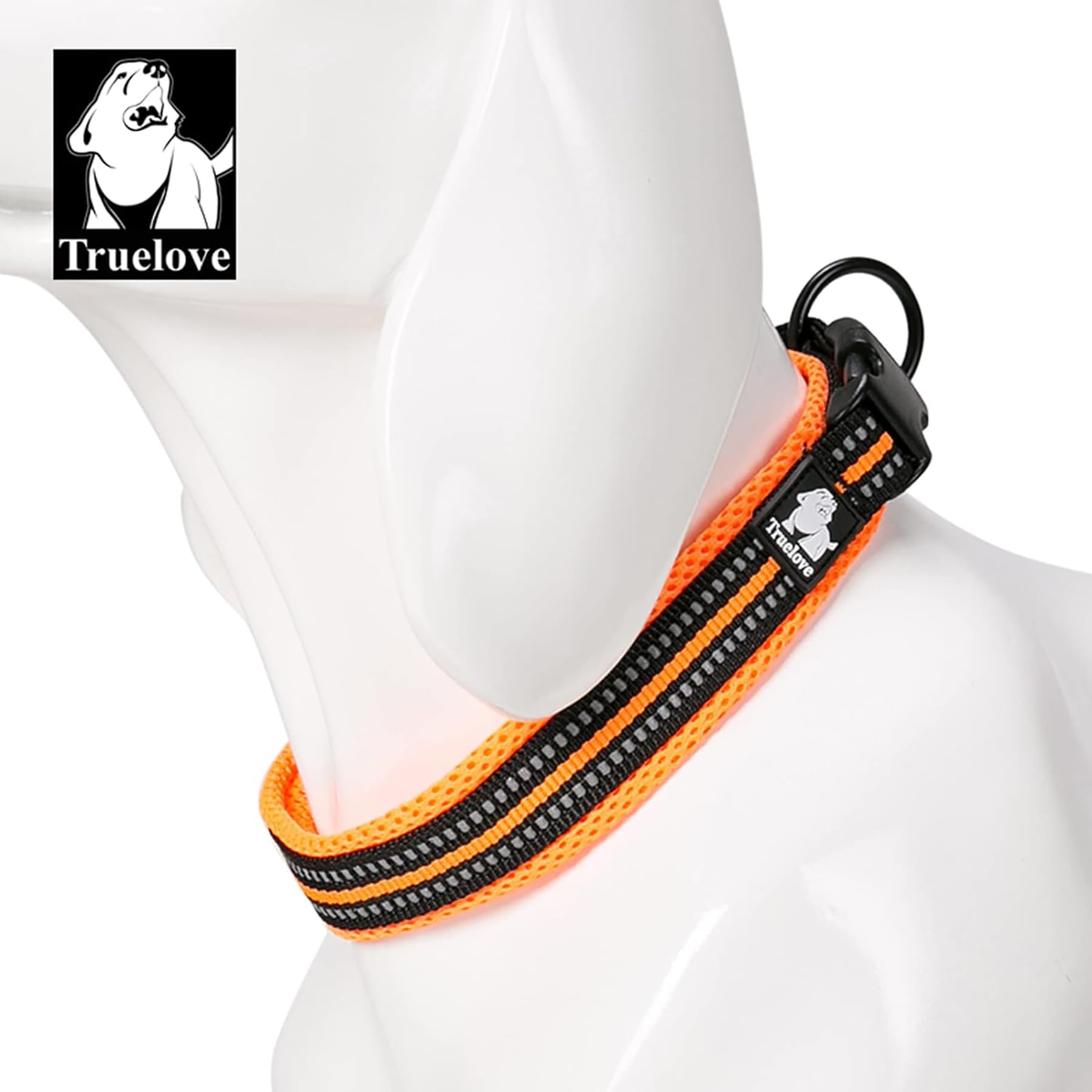 Truelove Dog Collar Reflective Premium Duraflex Buckle,High Grade Nylon Webbing No Choke Basic Collars Tlc5011(Orange,Xs)