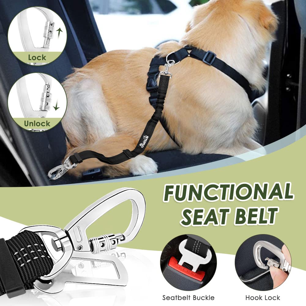 Lukovee Dog Safety Vest Harness With Seatbelt, Dog Car Harness Seat Belt Adjustable Pet Harnesses Double Breathable Mesh Fabric With Car Vehicle Connector Strap For Dog (Small, Camouflage)