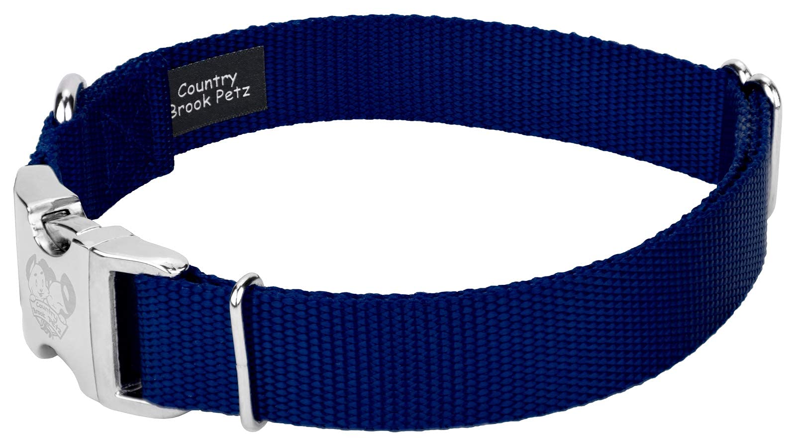 Country Brook Design - Vibrant 30+ Color Selection - Premium Nylon Dog Collar With Metal Buckle (Extra Large, 1 Inch, Royal Blue)