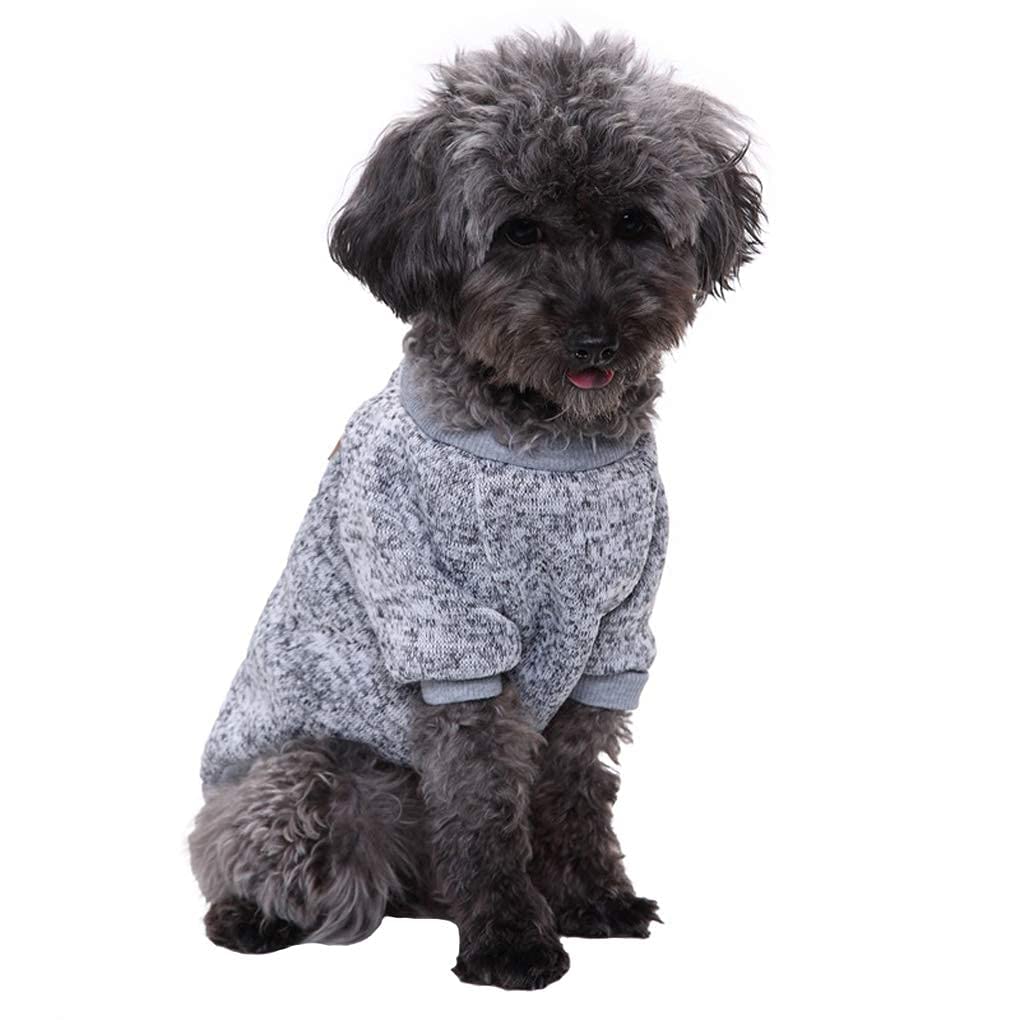 Jecikelon Pet Dog Clothes Dog Sweater Soft Thickening Warm Pup Dogs Shirt Winter Puppy Sweater For Dogs (Grey, L)