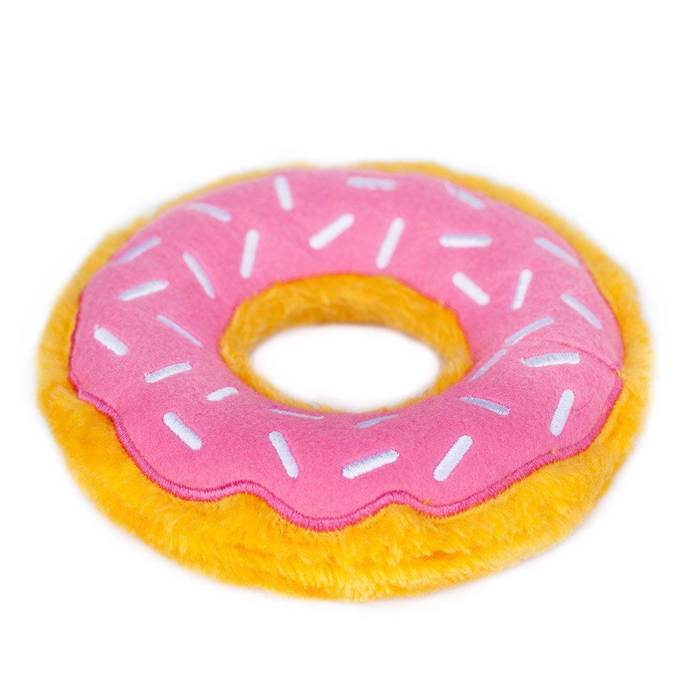 Zippypaws - Jumbo Donutz - Strawberry - Interactive Pet Donut Toys For Dogs With Embroidered Sprinkles, Soft, No Stuffing, Durab