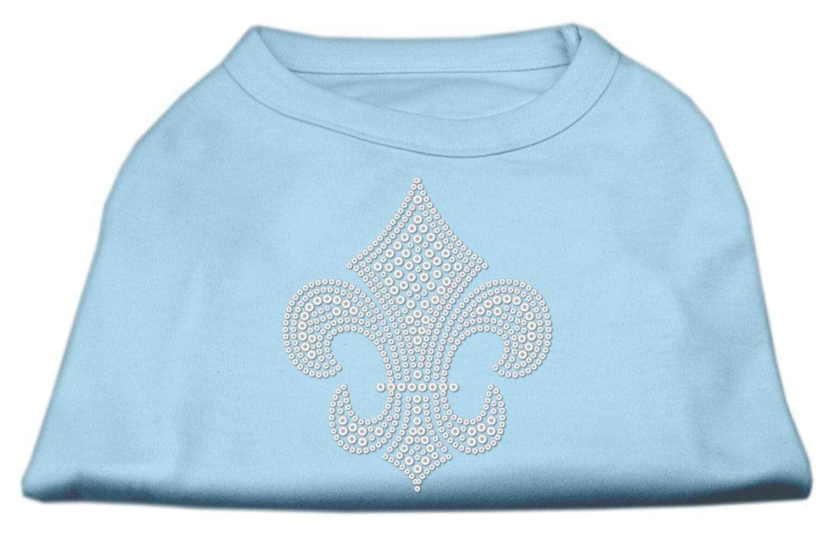 Pet Dog & Cat Shirt Rhinestone, 'Silver Fleur De Lis' Baby Blue Lg (10-14 Lbs.)