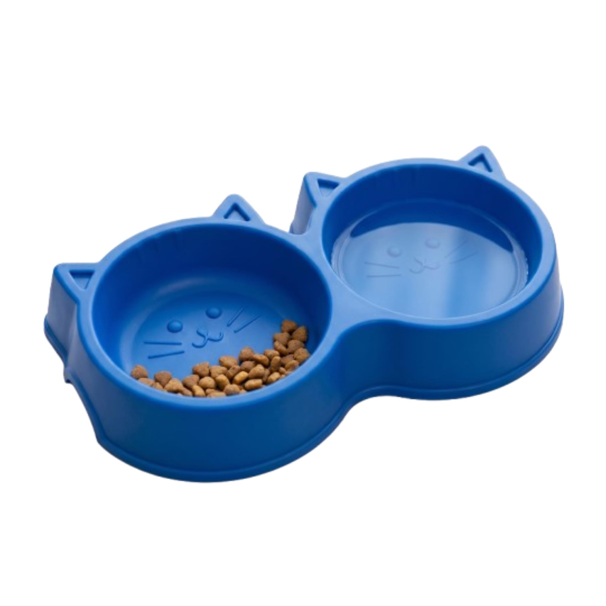 Bohobark 2In1 Bowl For Dogs, Cats And Kittens, Pet Feeding Durable Easy Clean Cat Face Double Bowl, NonSlip & NonToxic Food 