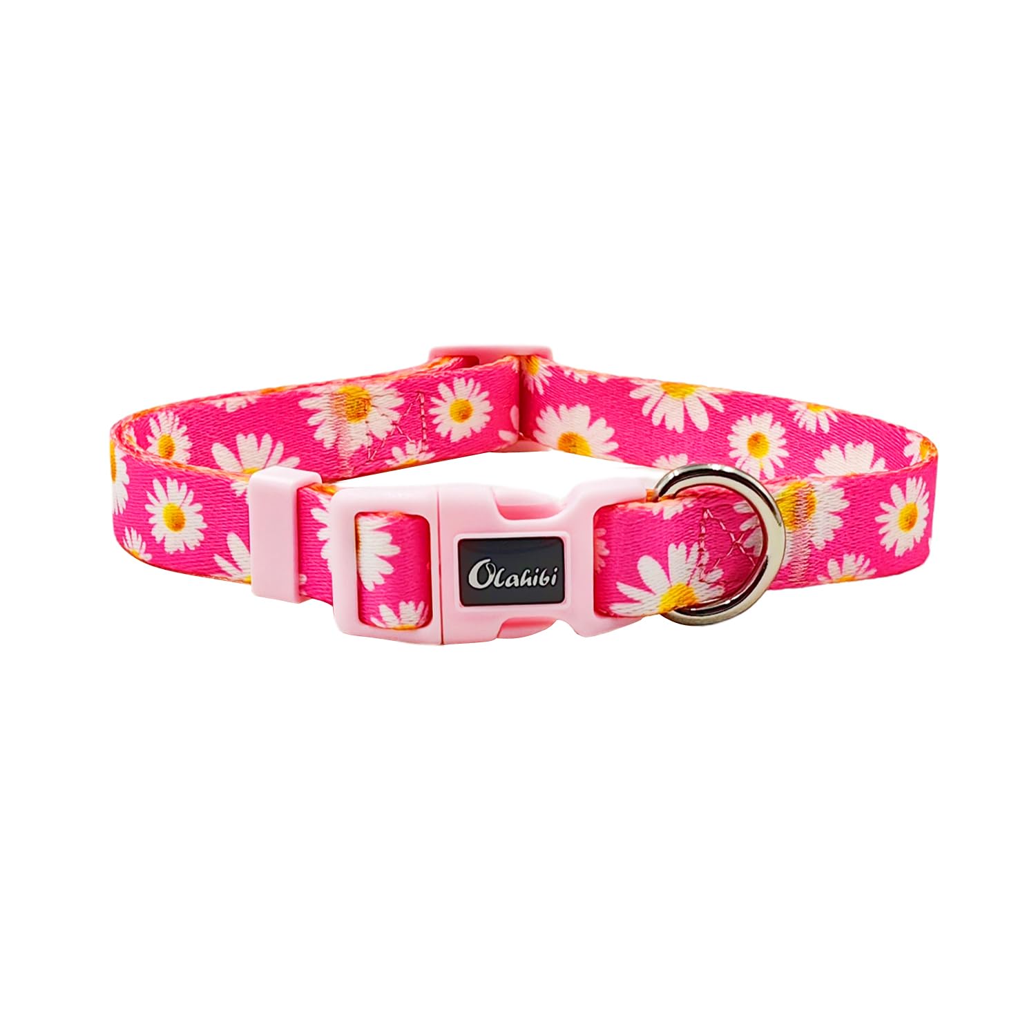 Olahibi Basic Dog Collar, Daisy Floral Pattern, Soft And Durable Polyester Material, Adjustable Length, For Small Dogs.(Small, H