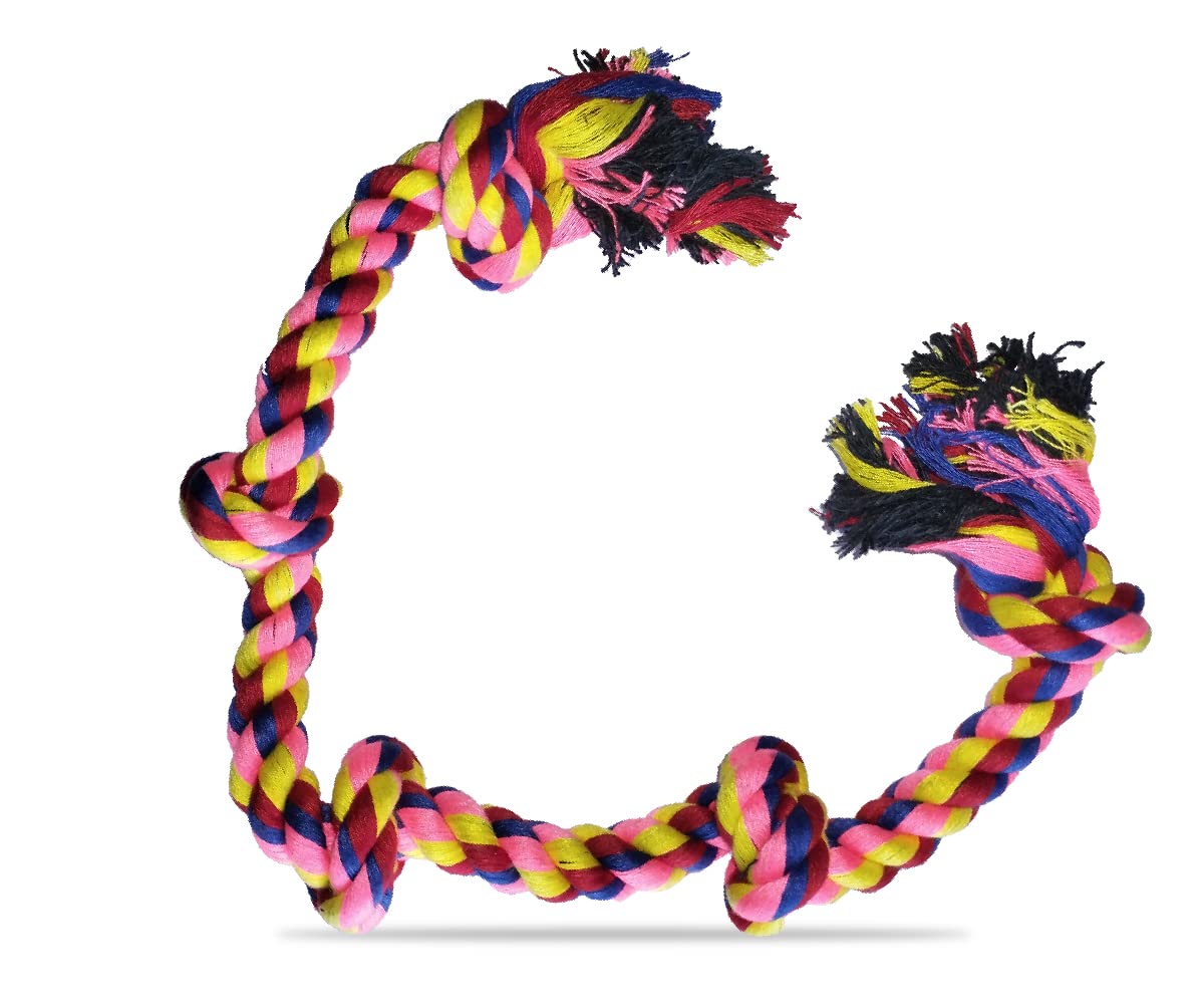Boltz Cotton Rope Chew Toy For Dogs Large With 5 Chew Knots 25 Inch In Length