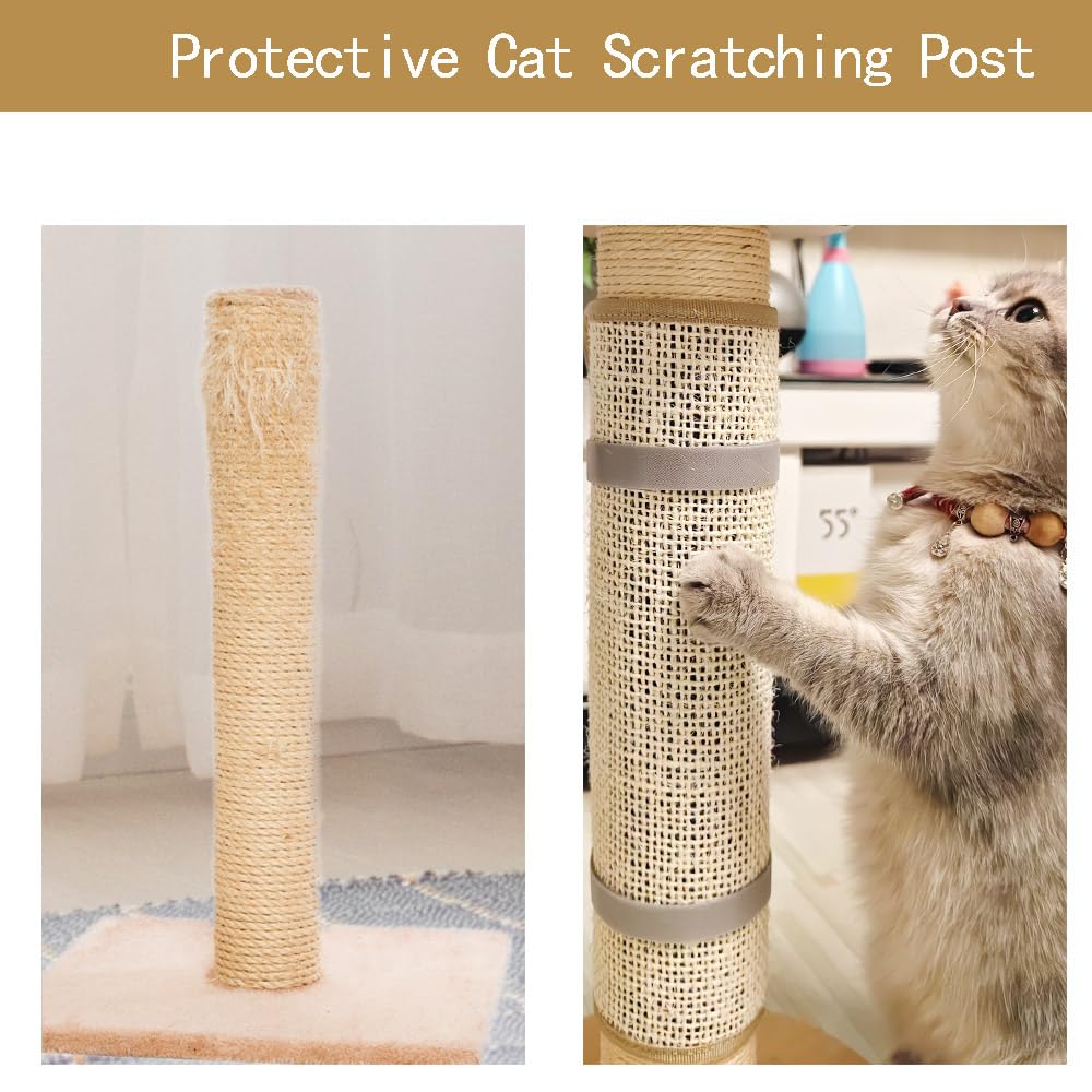 Deapher Cat Nail File Scratcher - Natural Sisal Scratching Pad with 80-Grit Aluminum Oxide, Wrap-Around Design for Cat Trees, Po
