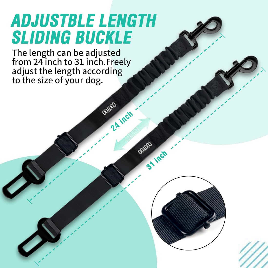 Cooyoo Dog Seat Belt,3 Piece Set Retractable Dog Car Harness Adjustable Dog Seat Belt For Vehicle Nylon Pet Safety Seat Belts Heavy Duty & Elastic