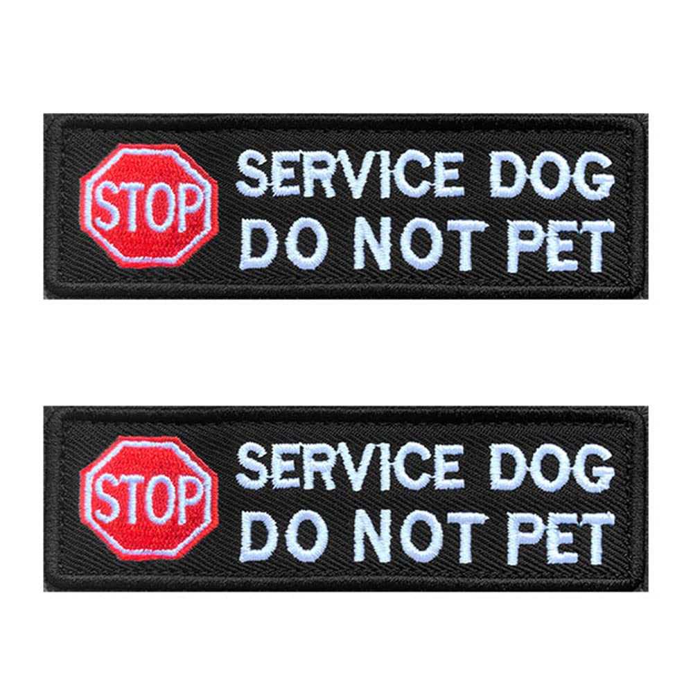 2 Pack Stop Sign Service Dog Do Not Pet Dog Patch Hook And Loop Embroidered Fastener Emblem Service Dog Patch For Working Dogs Warning Vests Harness Collar Clothes