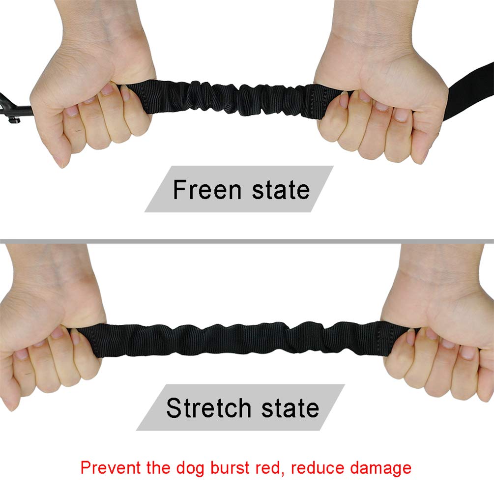 Kuntrona Nylon Dog Leash Coupler 3 Way No-Pull Pet Dog Lead Leashes No Tangle Bungee Three Dogs Leads Black L