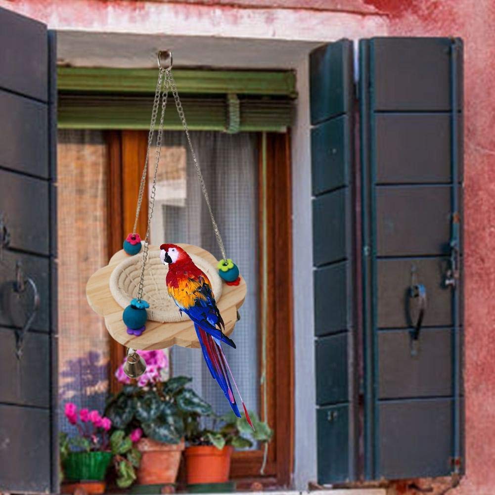 Bird Nest Swing Hammock Cage Hatch House Breeding Nest Handmade Cotton Weave Hemp Rope Hut Cave With Bells Colorful Chew Toy For