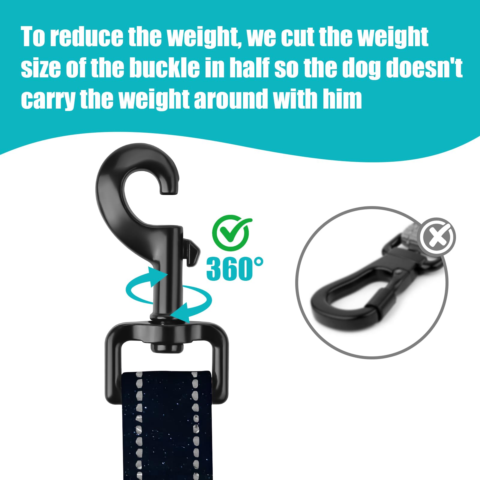 Star Short Dog Leash With Reflective Nylon Padded Handle - Ideal For Training Control Of Large And Medium Dogs
