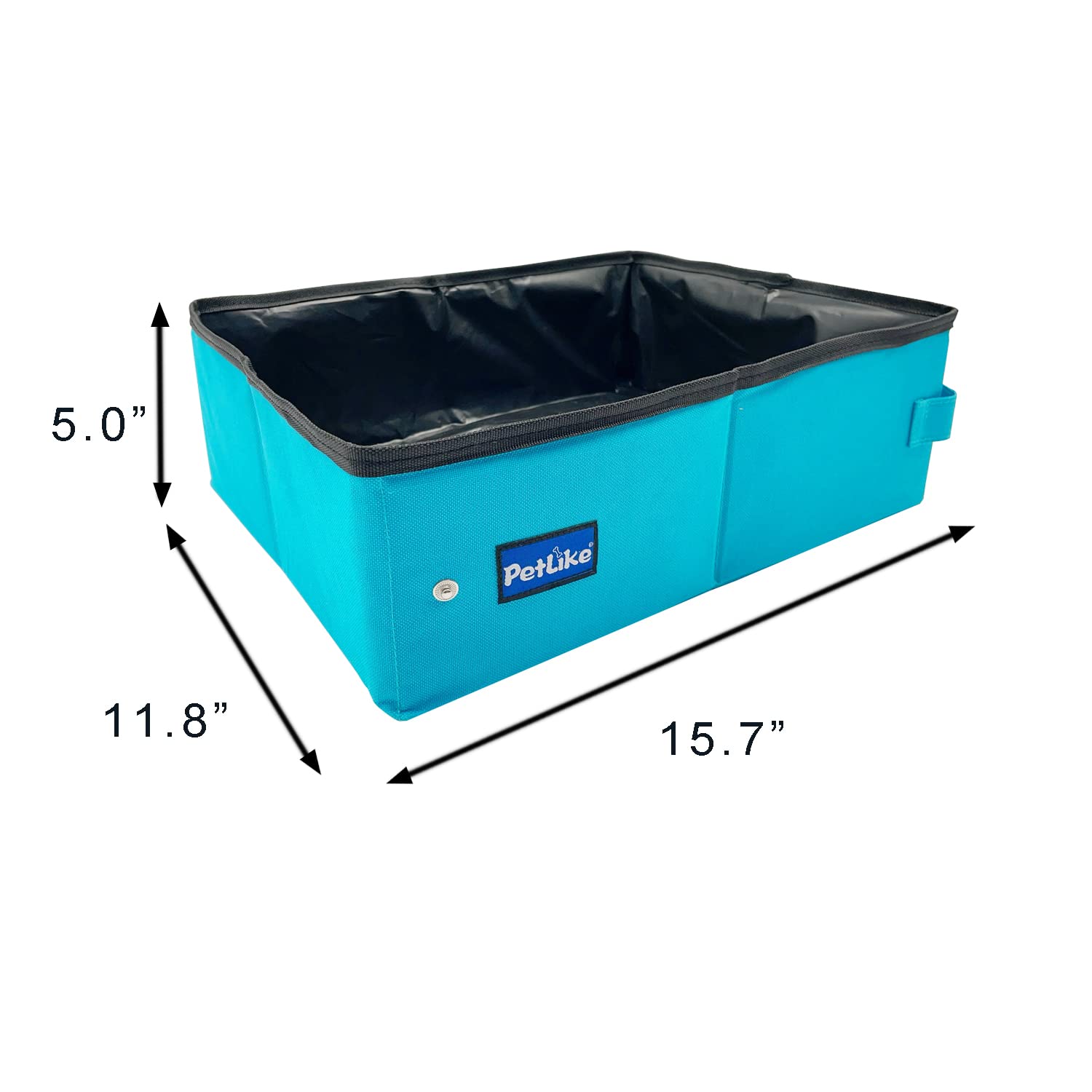 Petlike Travel Cat Litter Box, Leak-Proof Portable Litter Box, Collapsible Toilet Tray Carrier For Small Medium Cats (Medium, Aqua)