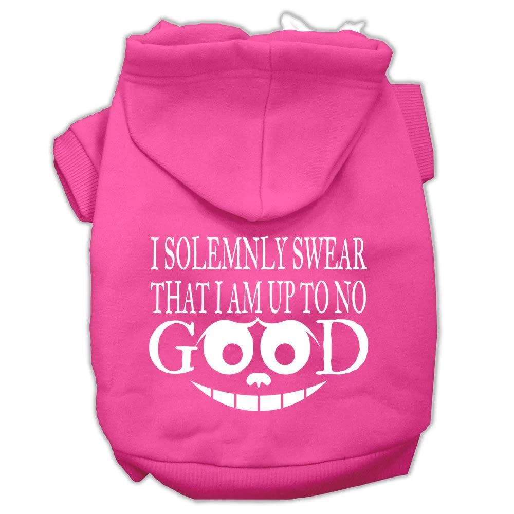 Pet Dog & Cat Hoodie Screen Printed, 'I Solemnly Swear That I Am Up To No Good' Black Lg (10-14 Lbs.)