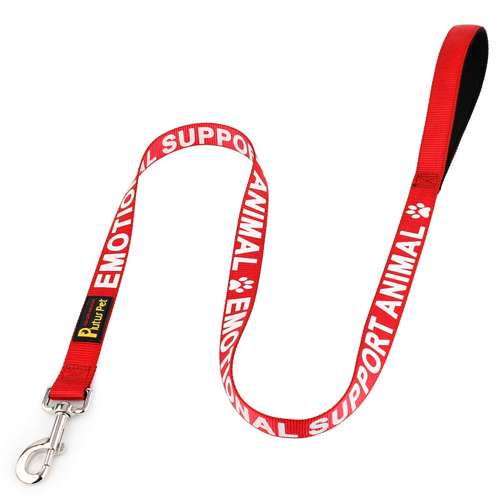 Plutus Pet Emotional Support Animal Leash with Soft Neoprene Padded Handle,Printed in Large Letters on Both Sides,4ft Long,Red,3