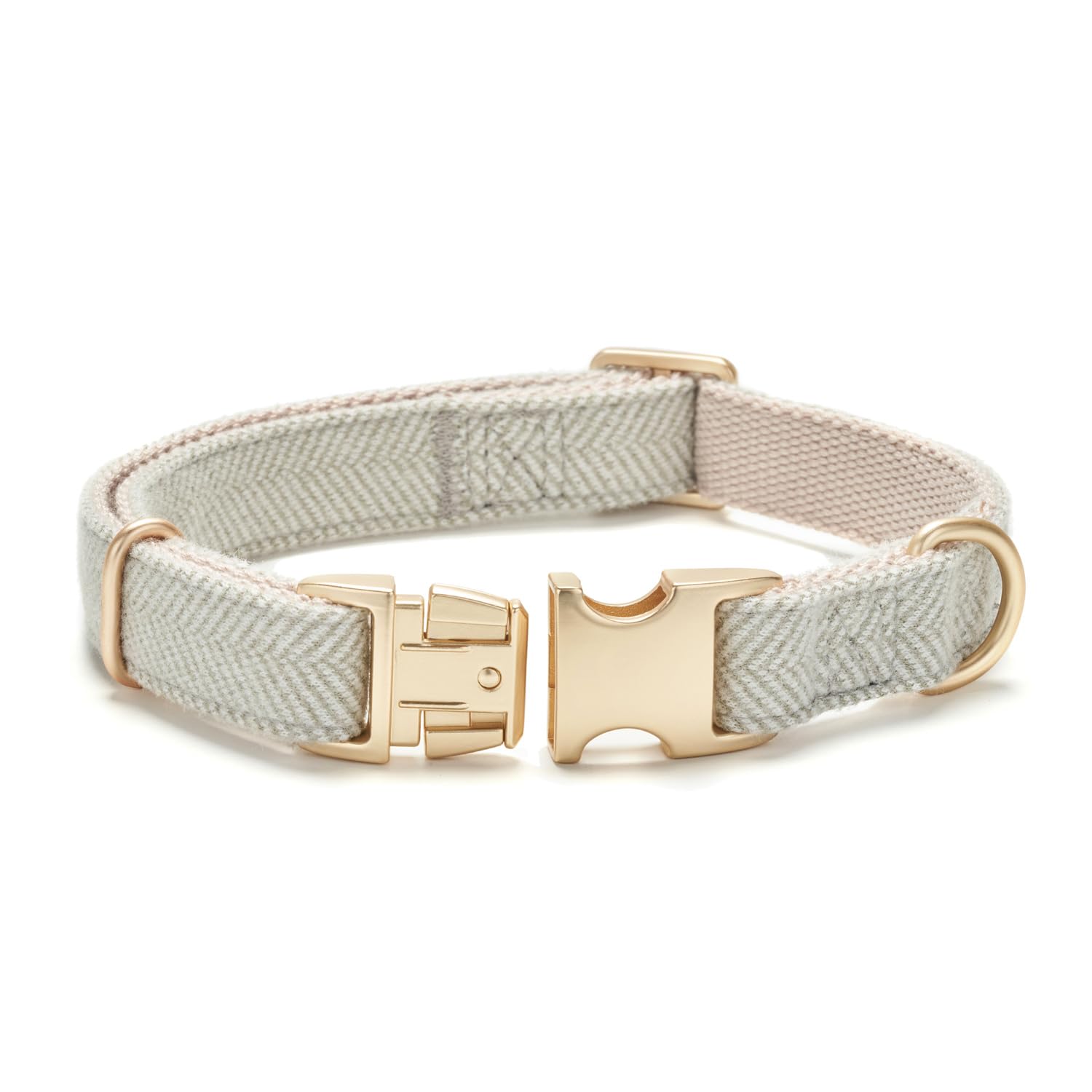 YUDOTE Soft Cotton Hemp Dog Collar with Metal Buckle Adjustable Tweed Dog Collars for Small Medium Large Dogs(Grey,Medium)