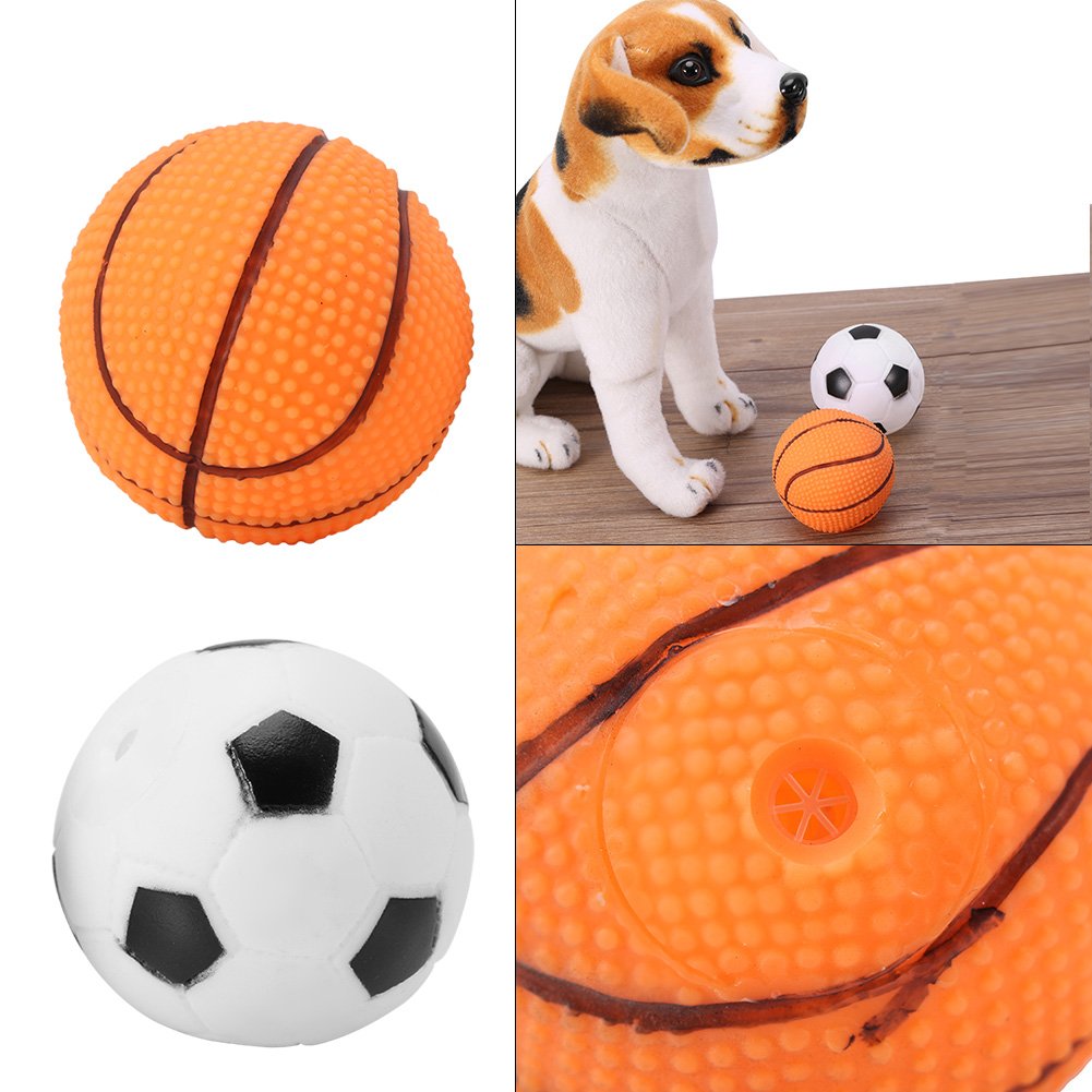 Fdit Pet Training Chewing Sound Ball Squeaky Playing Ball Toy Dog Puppy Training Sound Toy for Dog Pet(Basketball)