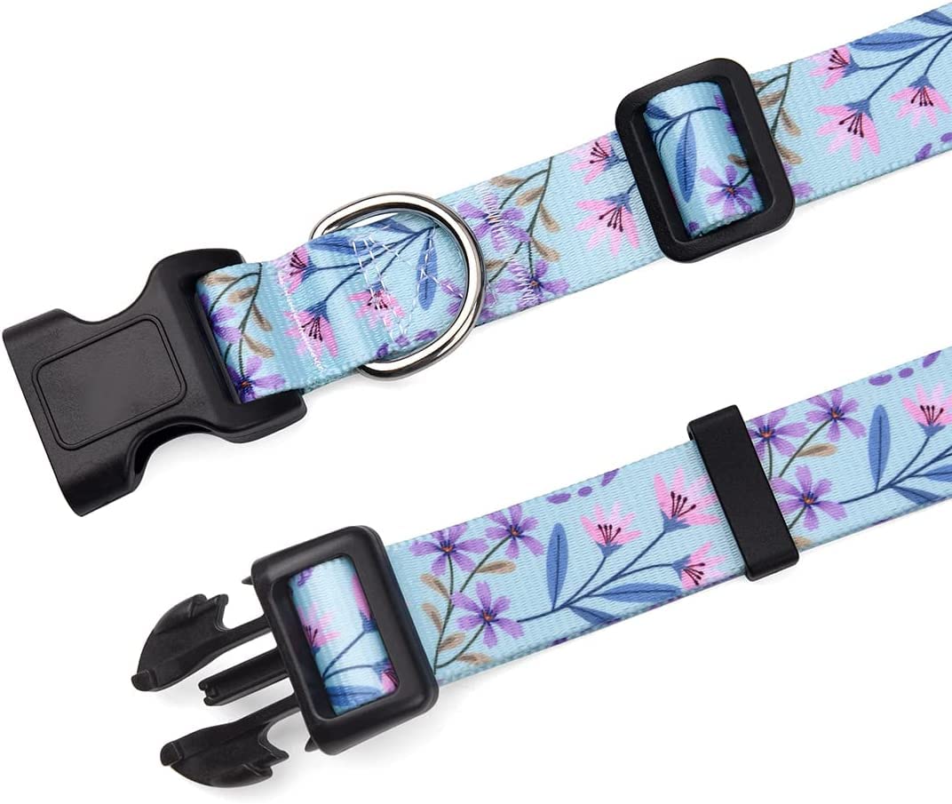 Hqyddmi Dog Collar And Leash Set For Small Dogs Cats, With Floral Print, Soft Comfortable Adjustable For Puppy Small Dogs, Flora