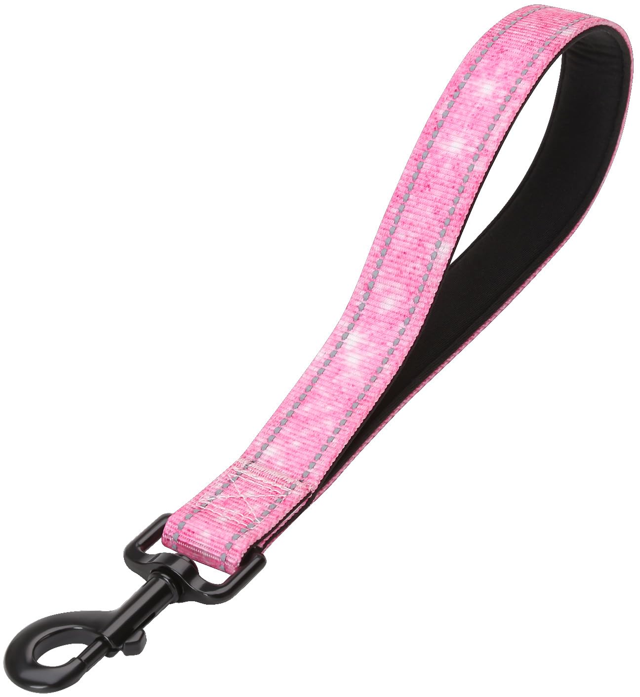 Reflective Nylon Padded Handle Short Dog Leash - For Large And Medium Dogs (Glitter)