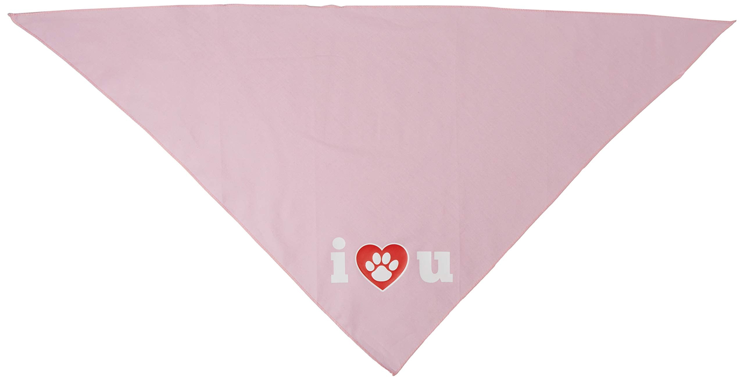Pet and Dog Bandana Screen Printed, &quot;I Love You&quot; Light Pink Large