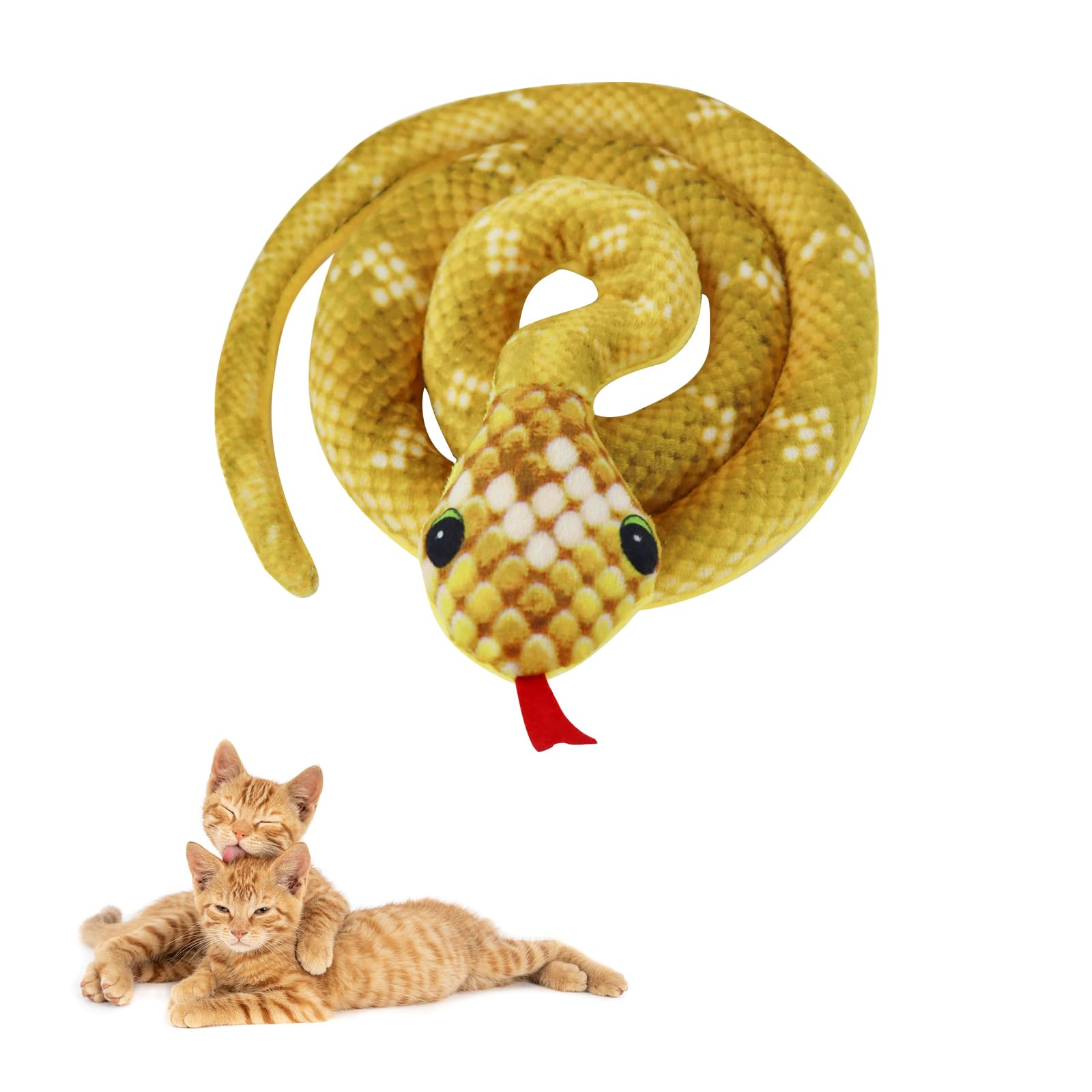 Andiker Cat Catnip Toys For Cats, 31 Inches Long Snake Cat Toys With Crinkle Sound For Indoor Cats Interactive Toy, Soft Plush T
