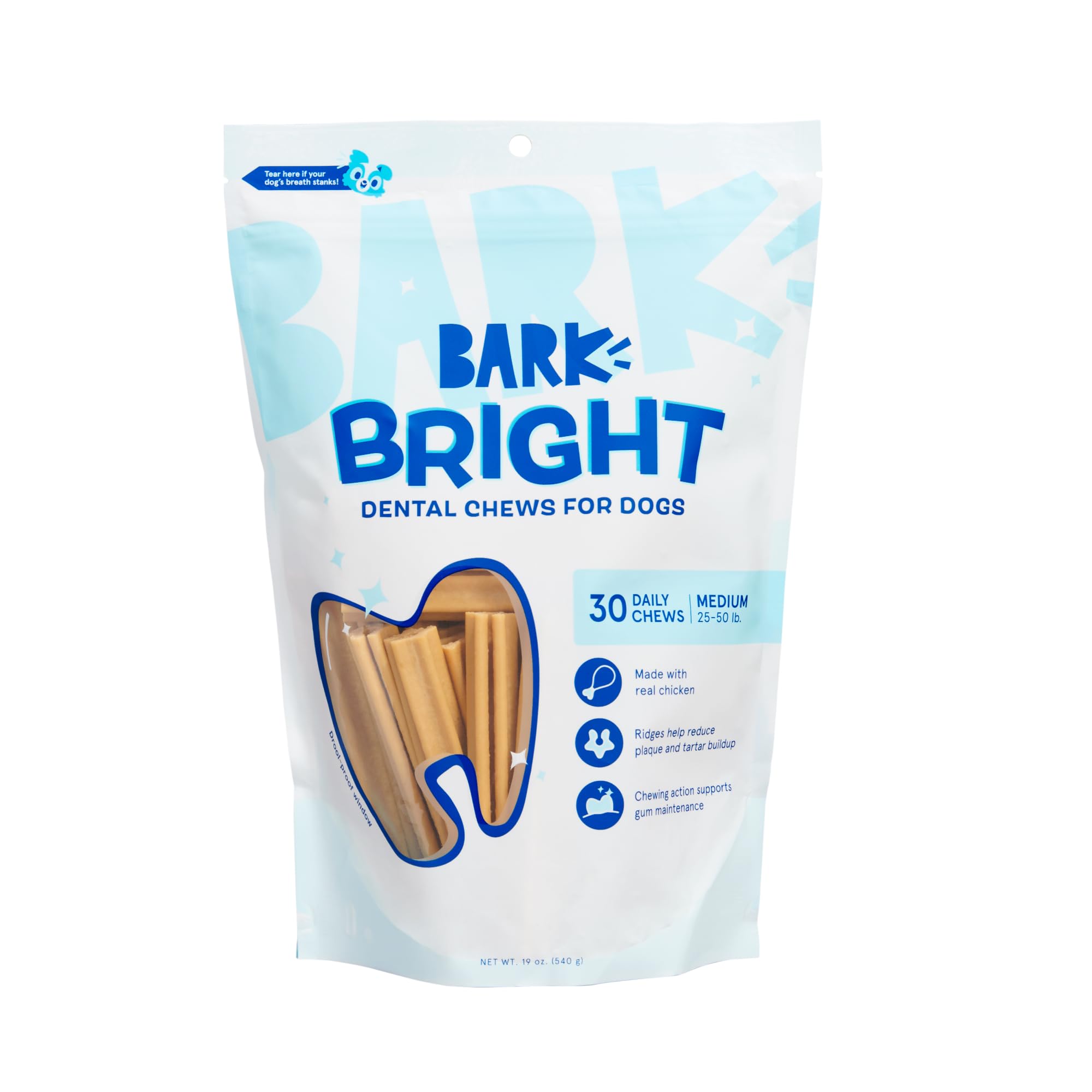 Barkbox Bright Original Dog Dental Chew Sticks Plaque and Tartar Cleaning, Medium Breeds (30 Chews)