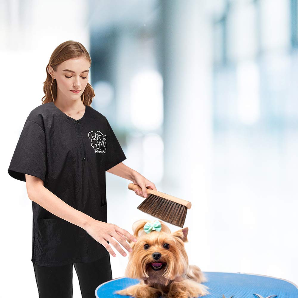 Noverlife Short Sleeves Pet Grooming Smock With 2 Pockets, M Size, Splash Proof Anti-Static Pet Beautician Work Clothes, Dog Cat Groomer Cosmetologist Uniforms For Pet Shop Men Women
