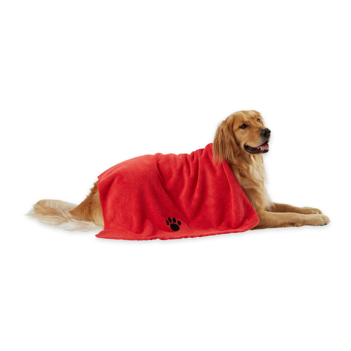 Bone Dry Pet Grooming Towel Collection Absorbent Microfiber X-Large, 41X23.5'', Embroidered Red