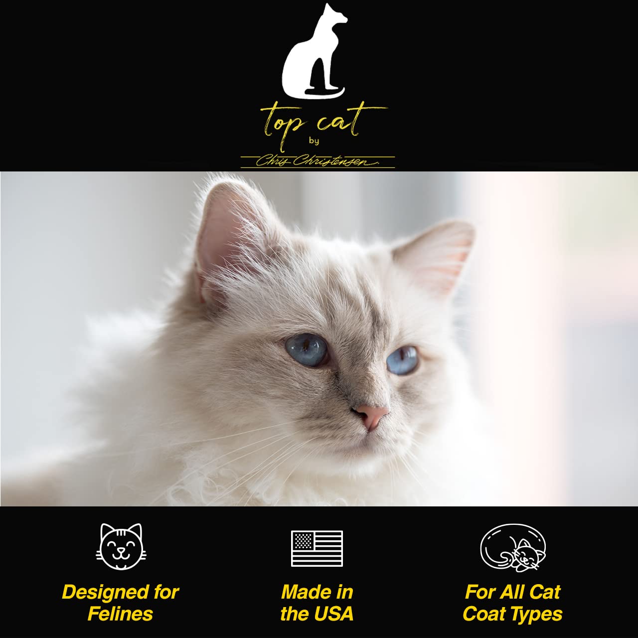 Chris Christensen Top Cat Pre-Bath Degreaser Solution For Cats, Groom Like A Professional, Removes Excess Oils, Made In Usa, 16 Oz