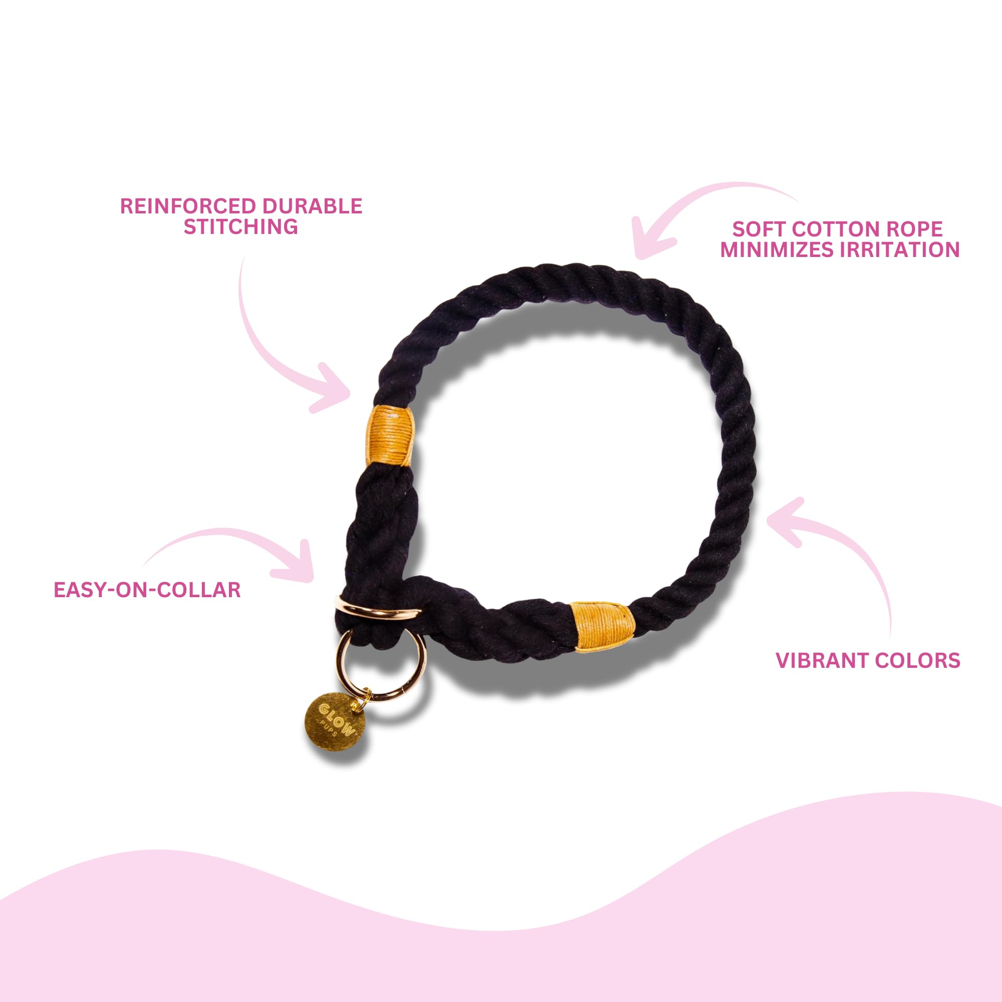 Glow Pups Rope Dog Collar, Handmade Ombre Slip Collar For Medium And Large Dogs, Durable Rope Construction With Adjustable Fit,