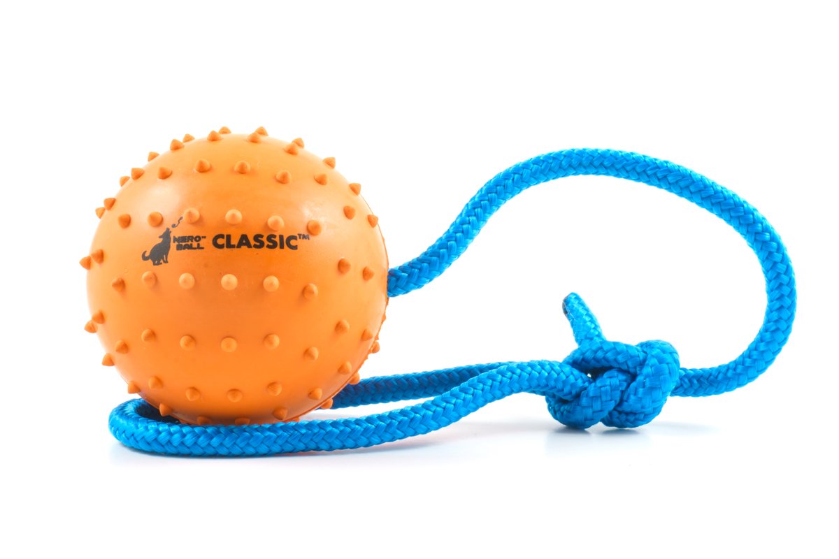 The Nero Ball Classic Tm - K-9 Ball On A Rope Reward And Exercise Rubber Ball - Fetch Ball