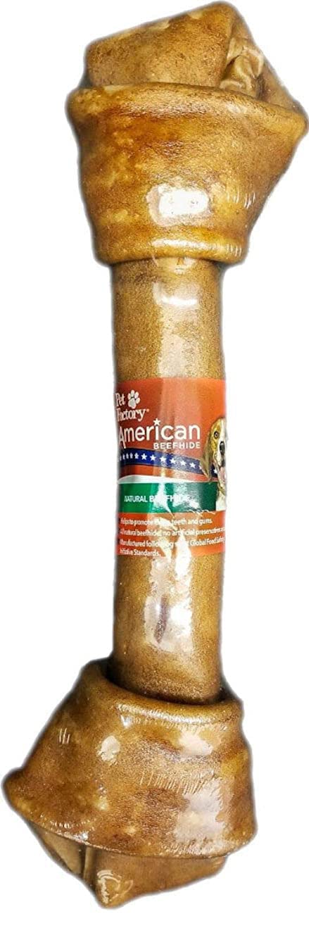 Pet Factory American Beefhide 12 Knotted Bone Dog Chew Treat - Chicken Flavor, 1 Count/1 Pack