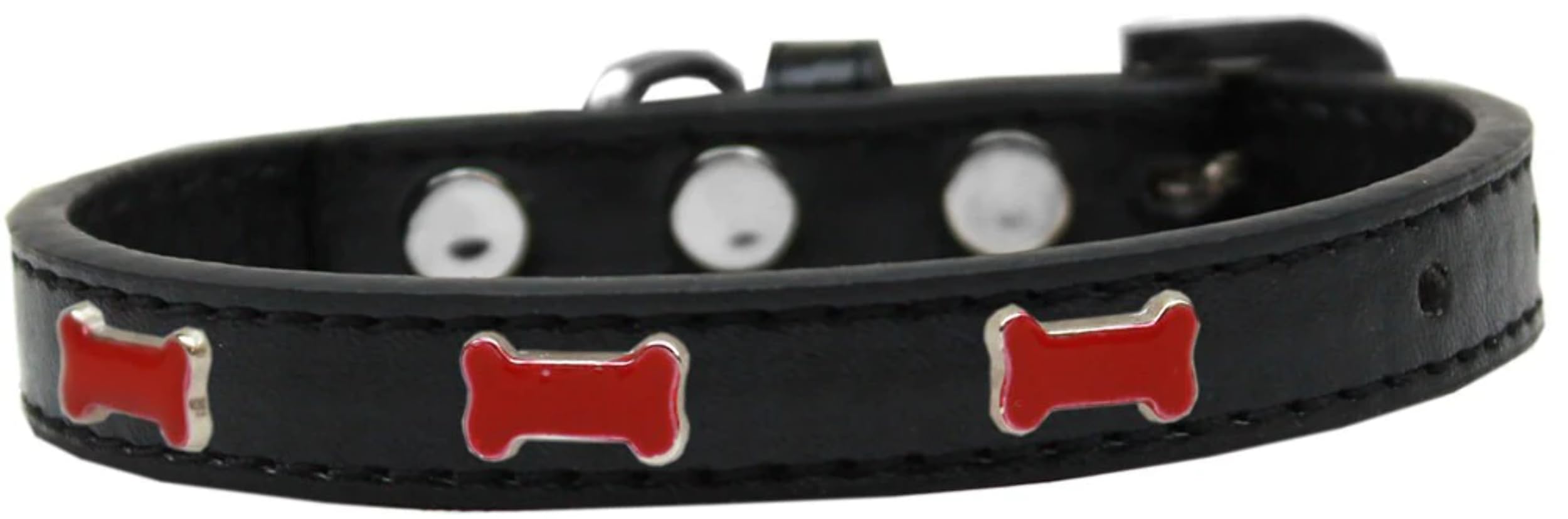 Dog, Puppy & Pet Widget Fashion Collar, Red Bone Black 20