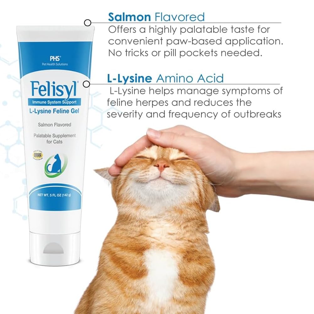 Felisyl L-Lysine Gel for Cats (5oz) - Supports Immune, Respiratory, and Eye Health. Eases Sneezing, Runny Nose, and Watery Eyes.