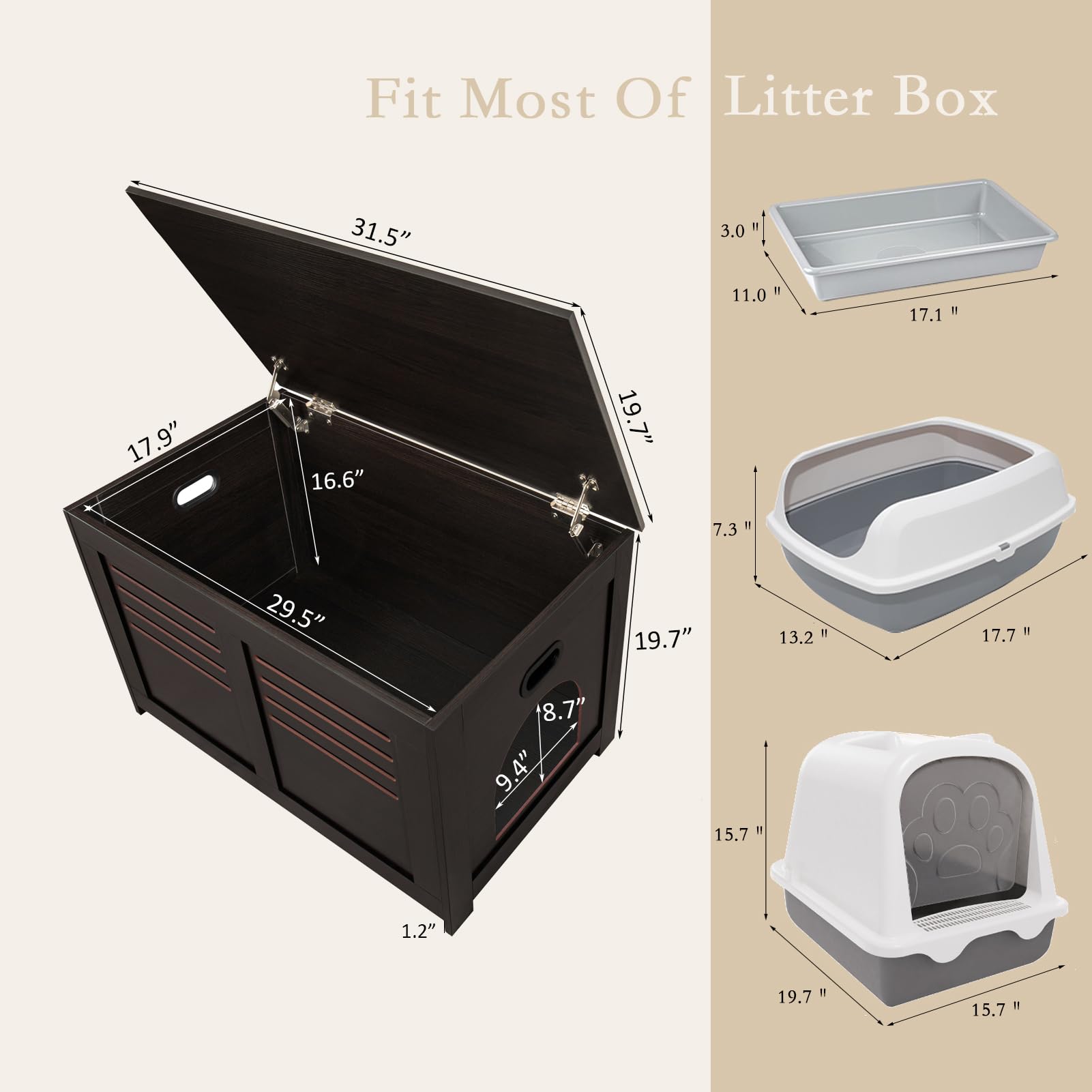 Dinzi Lvj Litter Box Enclosure, Flip Top Litter Box Furniture, Hidden Cat Washroom, Wooden Cat House, End Table, 31.5' L X 19.7