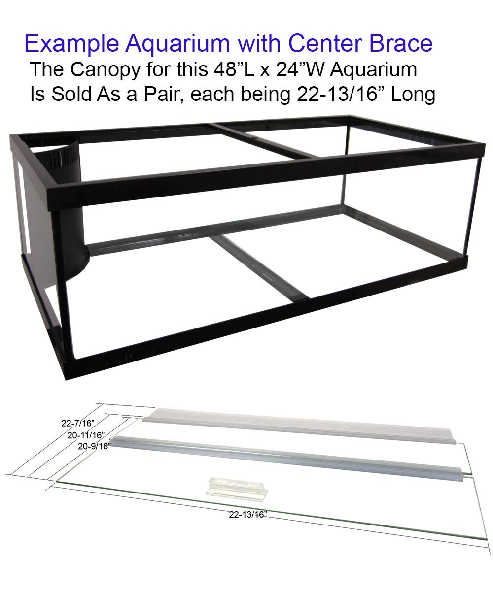 Glass Canopy for Aquariums with Center Braces, (Tank with Center Brace, 48 L x 24 W)
